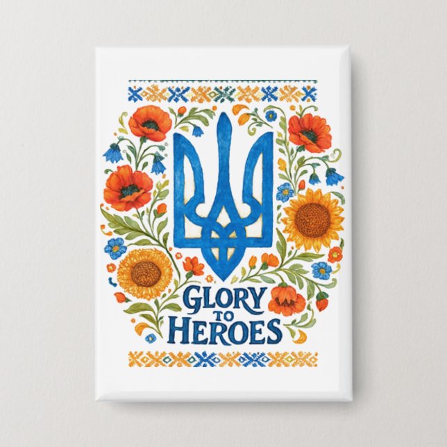 Chapa Glory to Heroes. Supporting UKRAINE Button (Anverso)