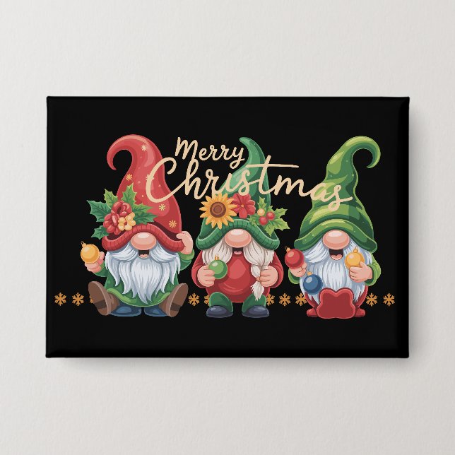 Chapa Gnomos de Navidad Gnomos Feliz Navidad Xmas (Anverso)