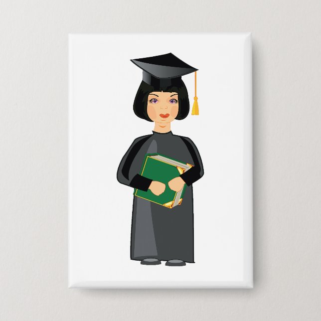 Chapa Graduada con Gorra y Toga Negras (Anverso)