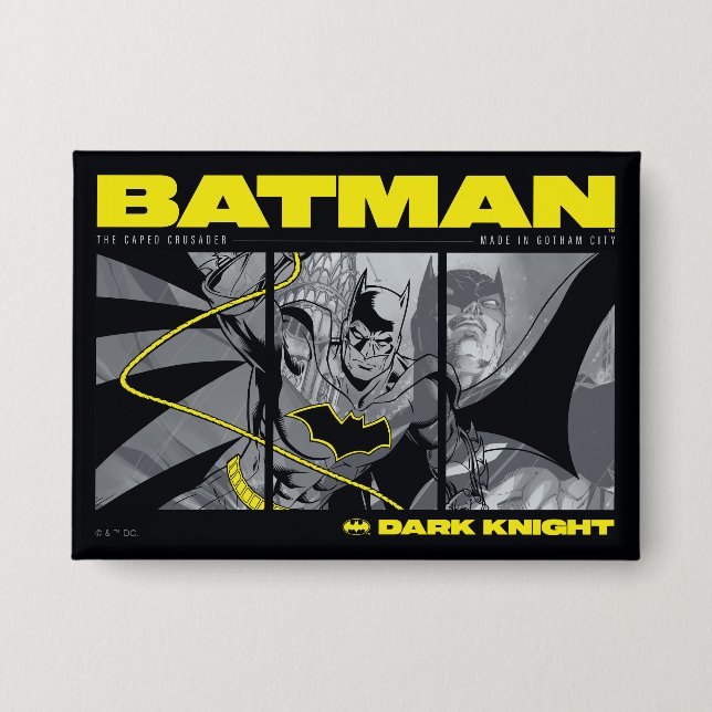 Chapa Gráfico de tres paneles del cómic de Batman (Anverso)