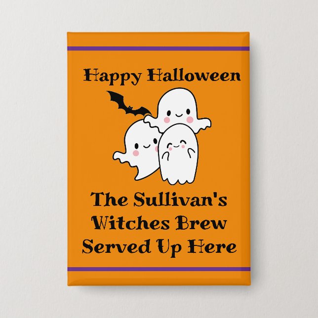 Chapa Halloween Brew Booze Personaliza a Ghost Bat Naran (Anverso)