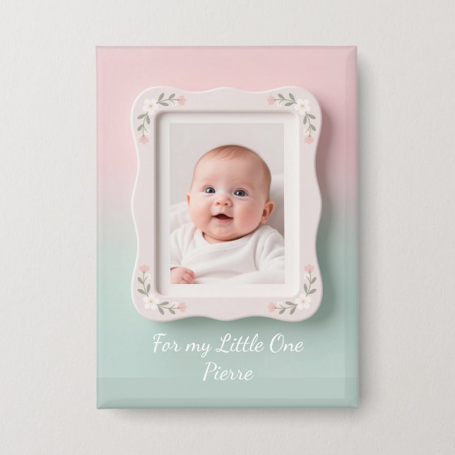 Chapa Happy Baby Floral Pink Green Frame (Anverso)