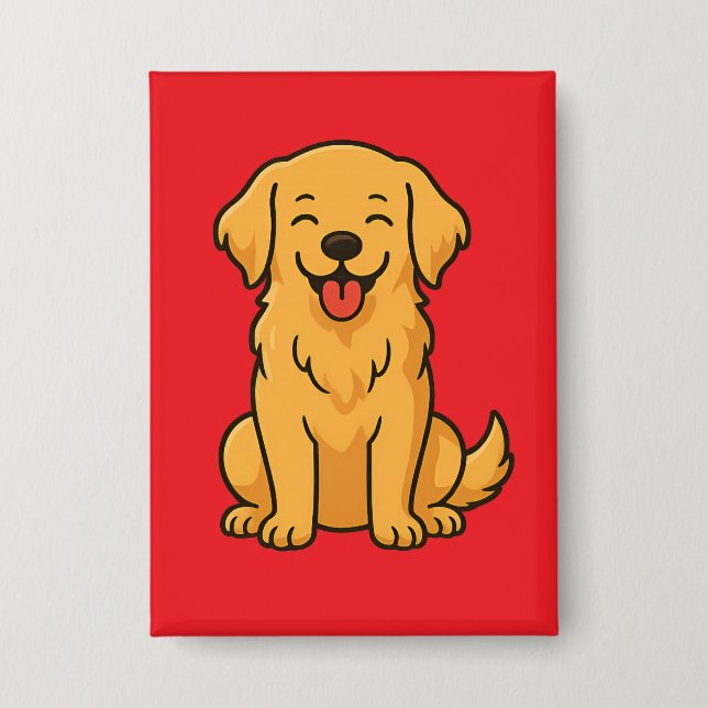 Chapa Happy Golden Retriever Dog – Cute Funny Pets (Anverso)