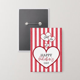 Chapa Happy Valentine's Day Hearts Chalk Stripes Button