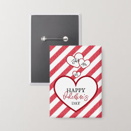 Chapa Happy Valentine's Day Red Hearts Chalk Stripes