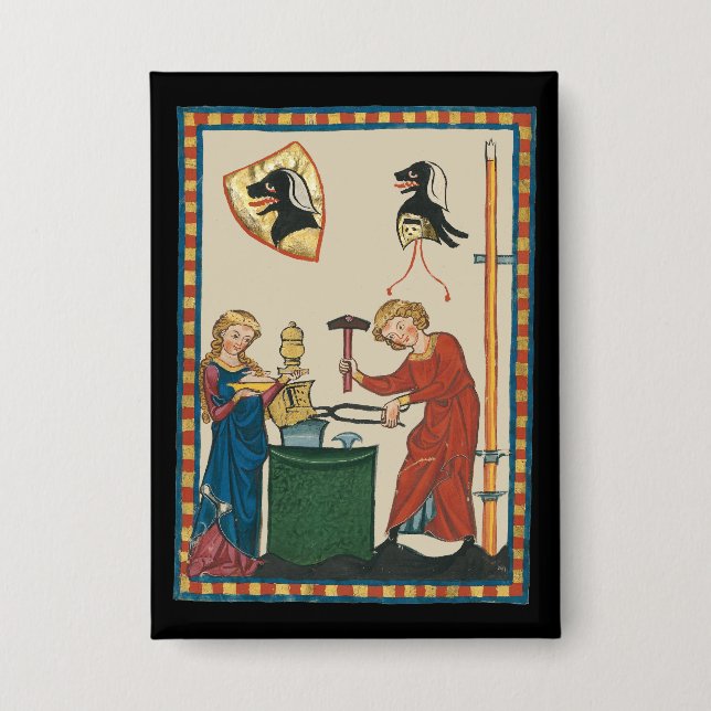 Chapa Herrero Forjando Casco Arte Medieval (Anverso)