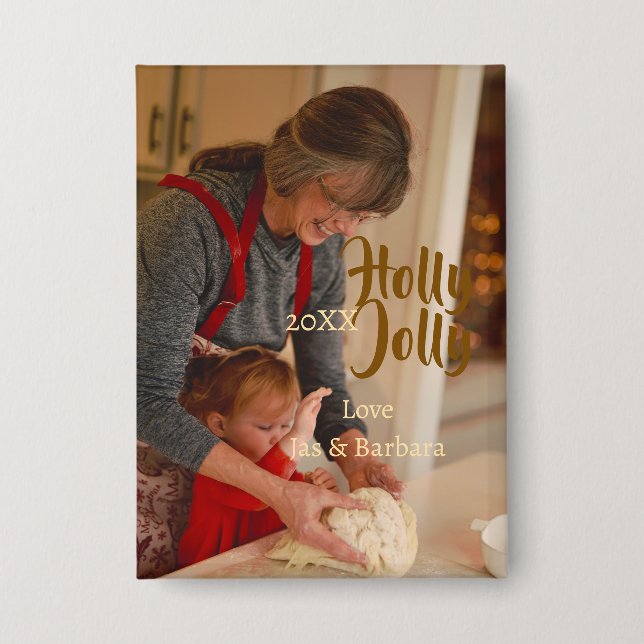 Chapa Holly Jolly family holiday photo beige year naboho (Anverso)