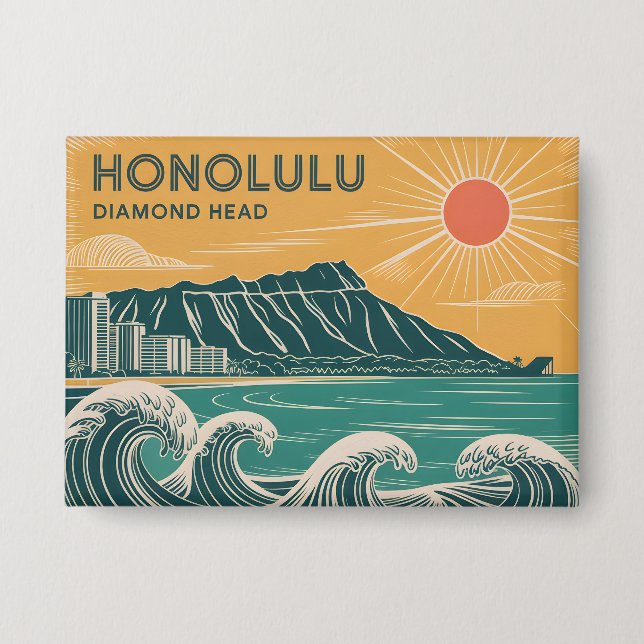 Chapa Honolulu Oahu Diamond Head Retro Estilo MidCentury (Anverso)