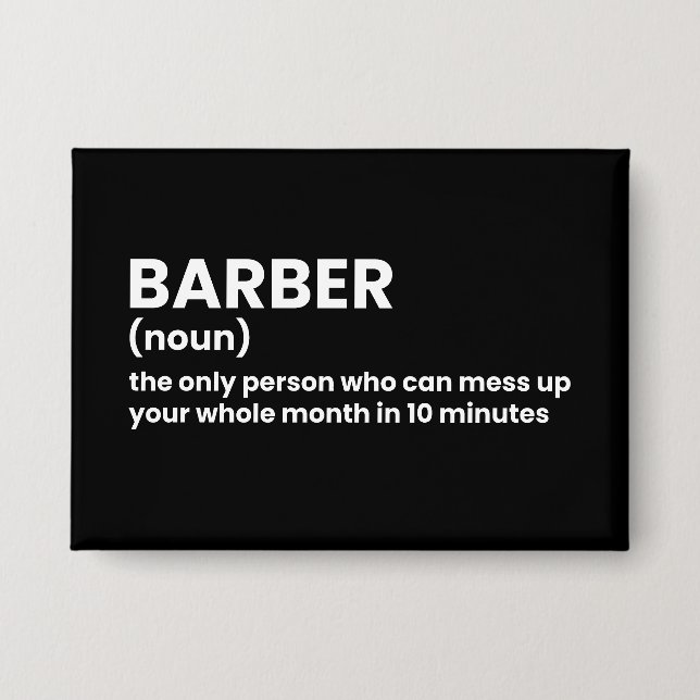 Chapa Humor de definición de barbero (Anverso)