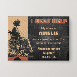 Chapa ID de la etiqueta médica de emergencia para adulto