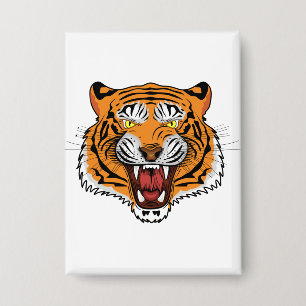 Chapa Ilustración de Cabeza de Tigre Feroz-24327