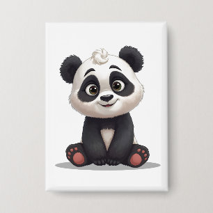 Chapa Ilustración de dibujos animados de oso panda senta