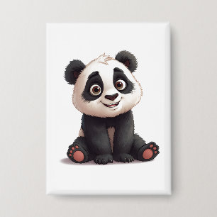 Chapa Ilustración de dibujos animados de oso panda senta
