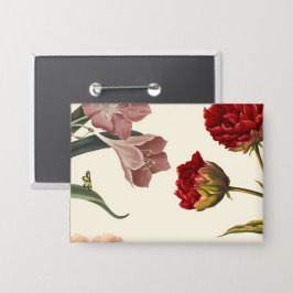 Chapa Ilustración de flores floreciendo en estilo vintag
