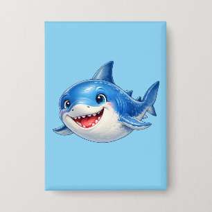 Chapa Ilustración de tiburón lindo con ojos grandes Anim