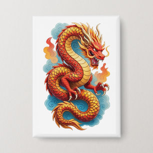 Chapa Ilustración Fiery del Dragón Rojo Chino-67561