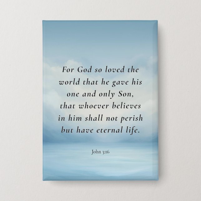 Chapa Imagen de John 3:16 Bible Verse (Anverso)
