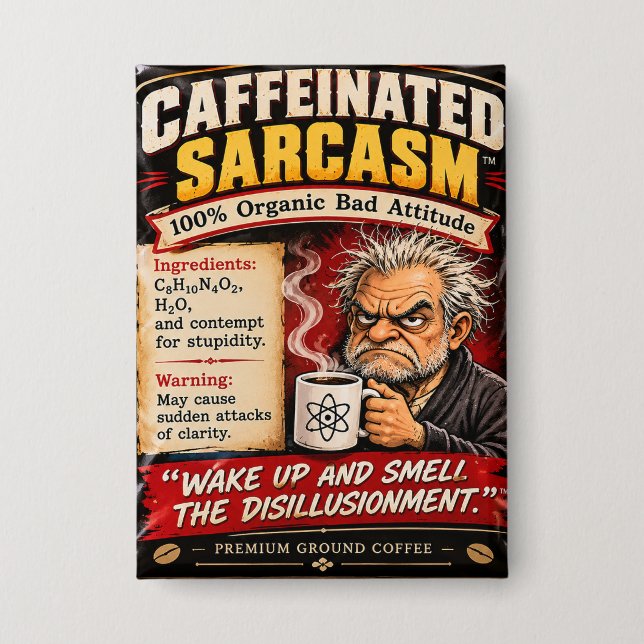 Chapa insignia de café sarcasmo (Anverso)