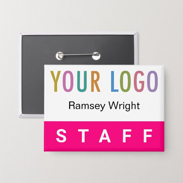 Chapa Insignia de nombre de personal rosa caliente con b (Anverso/Reverso)
