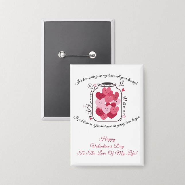 Chapa Jar Of Love Valentines Day Badge (Anverso/Reverso)
