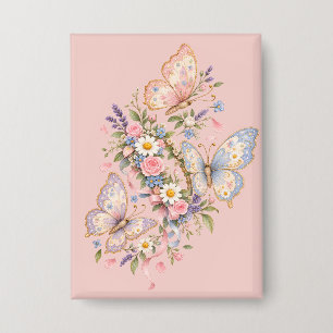 Chapa Jardín de Cumpleaños de Mariposa Pastel