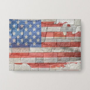 Chapa La bandera del mapa patriótico vintage estadounide