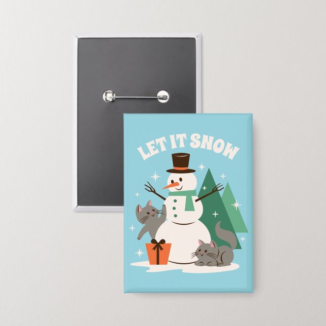 Chapa Let It Snow Kitty Cheer Button (Anverso/Reverso)