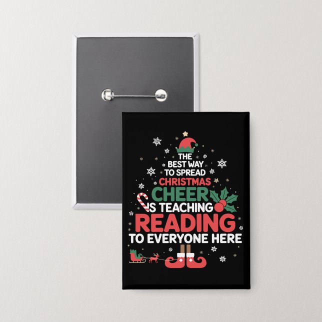 Chapa Leyendo al profesor Navidades Elf Xmas Cheer (Anverso/Reverso)