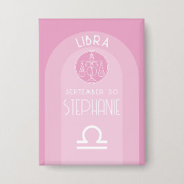 Chapa Libra Personalizado Birthdate - Zodiac - Diseño mo
