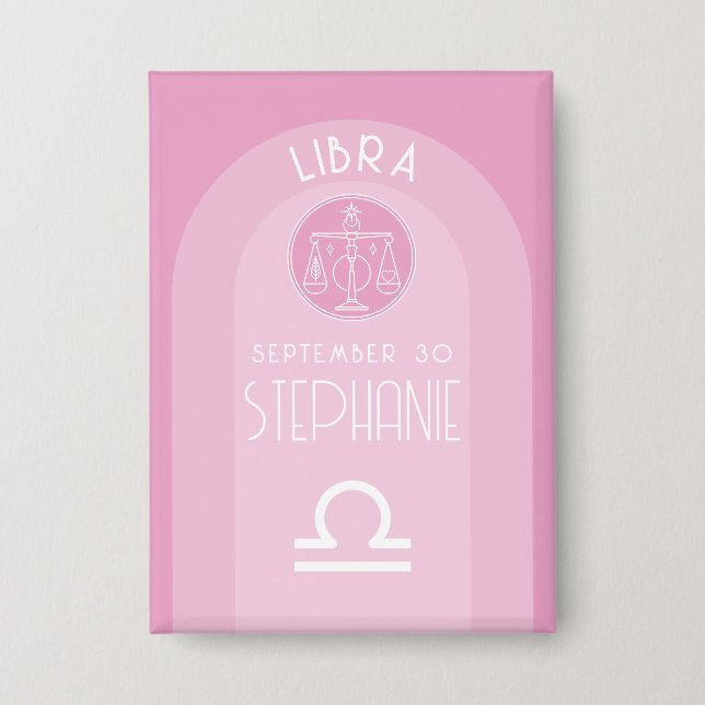 Chapa Libra Personalizado Birthdate - Zodiac - Diseño mo (Anverso)