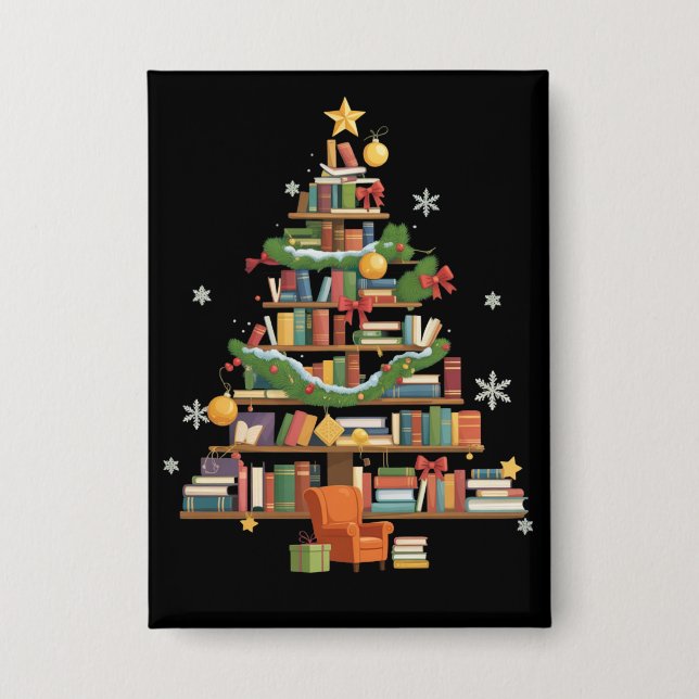 Chapa Libros de Navidad Árbol Amante de los Libros Maest (Anverso)