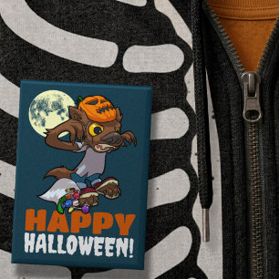 Chapa Lobo Bonito Feliz Halloween! Arte de Truco o Trato