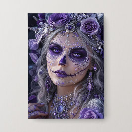 Chapa Luna de Amatista Calavera – Día de Muertos Púrpura