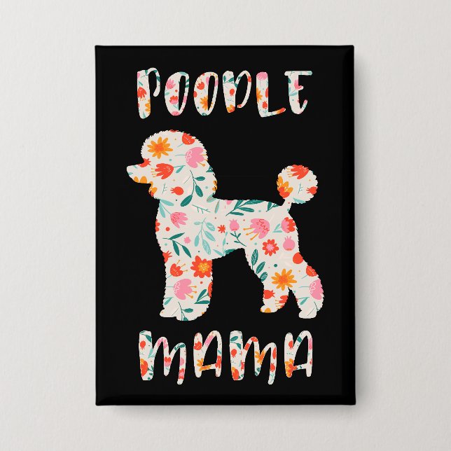 Chapa Mamá Caniche Floral Amante de Perros (Anverso)