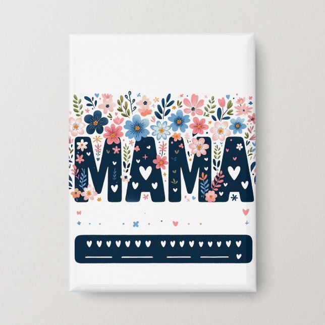 Chapa Mama Floral Heart – Boho Chic Mom Design (Anverso)