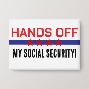 Chapa Manos fuera de mi seguridad social azul blanco roj