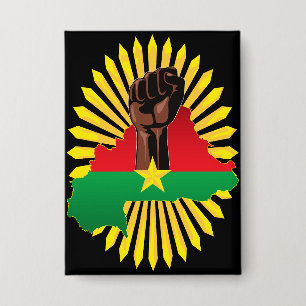 Chapa Mapa de Burkina, bandera y puño de la revolución