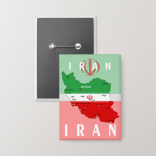 Chapa Mapa de Irán con bandera y emblema