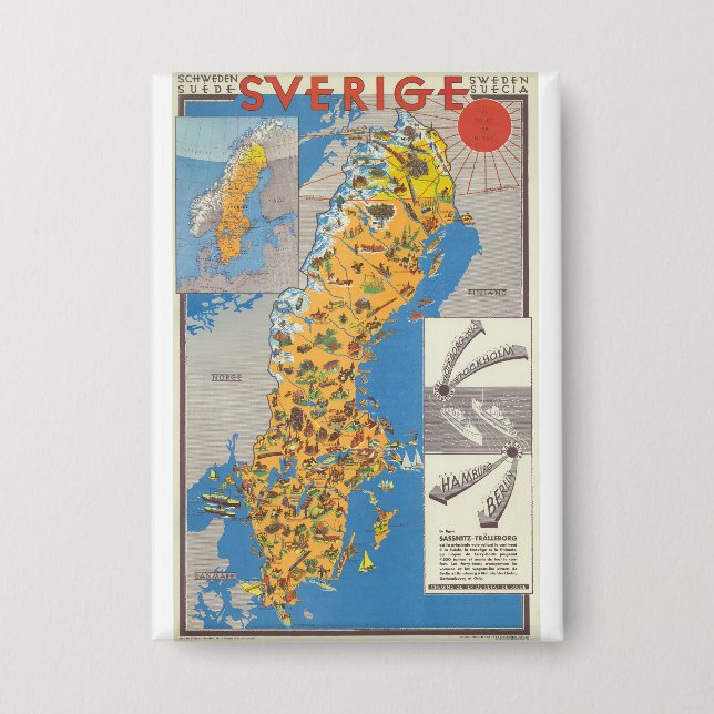 Chapa Mapa de Suecia (Anverso)