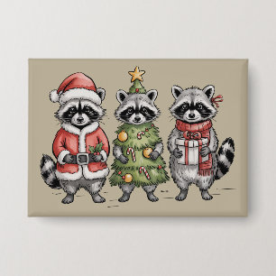 Chapa Mapaches de Navidad Trío del bosque Santa árbol An