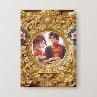 Chapa Marco de tallado chino Golden Faux