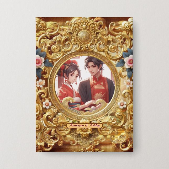 Chapa Marco de tallado chino Golden Faux (Anverso)