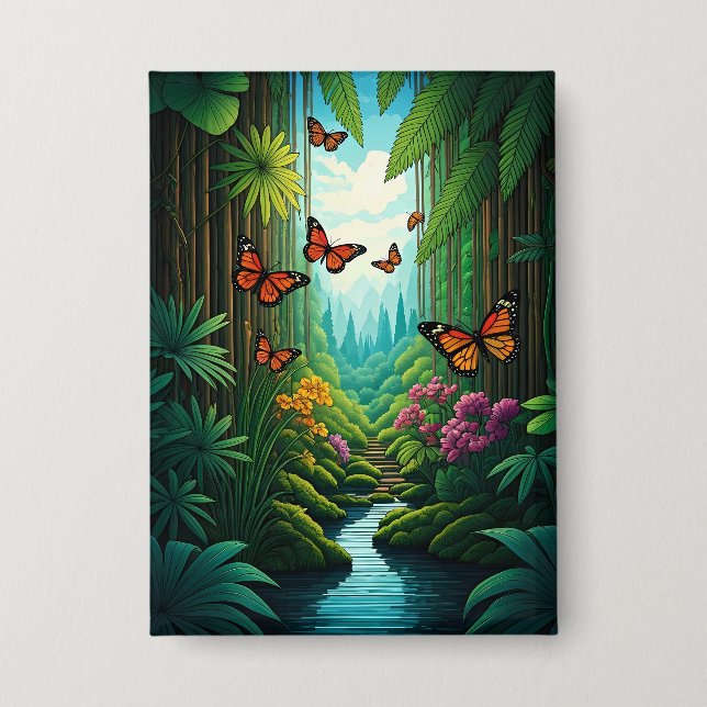 Chapa Mariposas en una selva exuberante (Anverso)