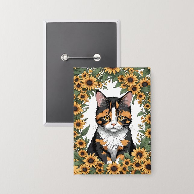 Chapa Maryland Calico Cat And Black Eyed Susan Flowers (Anverso/Reverso)