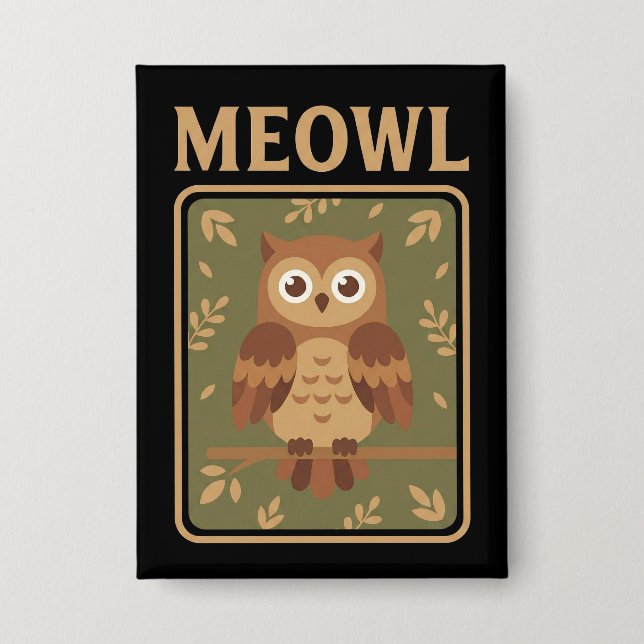 Chapa Meowl - Gato Búho Divertido Meme Brainrot (Anverso)