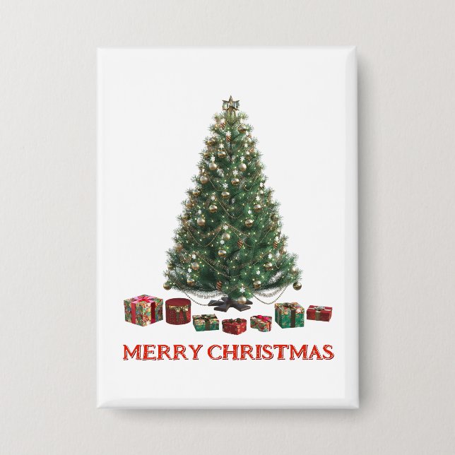 Chapa Merry Christmas. Tree (design 1) with gifts (Anverso)