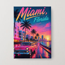 Chapa Miami Florida Retro Neon Atardecer Viaje