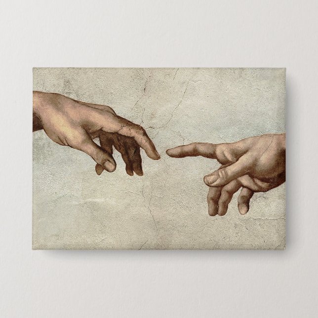 Chapa Michaelangelo manos creación adam dios (Anverso)