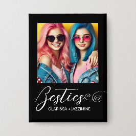 Chapa /Modern foto personalizada de Bestie blanco negro