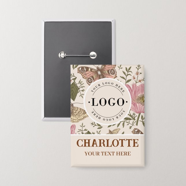 Chapa Monograma florero botánico moderno (Anverso/Reverso)